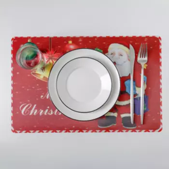 Салфетка сервировочная на стол Real 3D «Рождественский Санта», 42×27 см, цвет красный