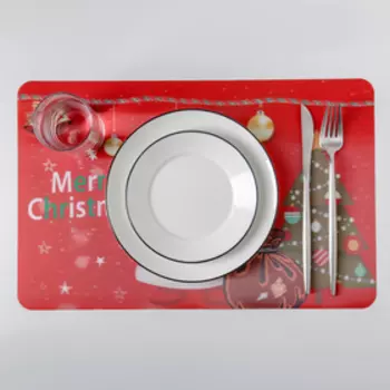 Салфетка сервировочная на стол Real 3D «Рождественский Санта», 42×27 см, цвет красный