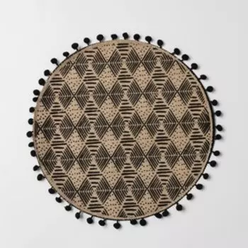 Салфетка сервировочная на стол Доляна «Сафари», d=38 см, бежевая с чёрным рисунком