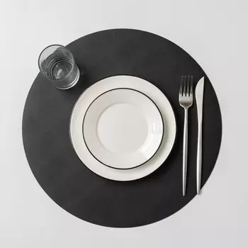 Салфетка сервировочная на стол «Тэм», d=38 см, чёрная