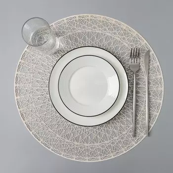 Салфетка сервировочная на стол «Веретено», d=38 см, цвет бежевый