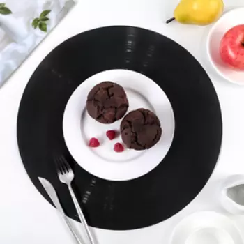 Салфетка сервировочная на стол Доляна «Виниловая пластинка», d=38 см, чёрная