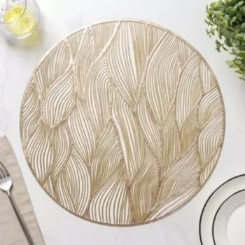 Салфетка сервировочная на стол «Волны», d=38 см, цвет золотой