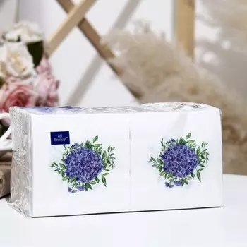 Салфетки бумажные Art Bouque t"Голубая гортензия", 20x20, 2 слоя, 250 листов