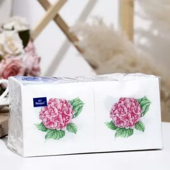 Салфетки бумажные Art Bouque t"Розовая гортензия", 20x20, 2 слоя, 250 листов