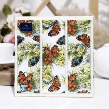 Салфетки бумажные Art Bouquet "Бабочки и цветы", 3 слоя,33x33, 20 листов