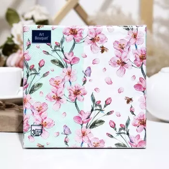 Салфетки бумажные Art Bouquet "Цветущий сад", 3 слоя,33x33, 20 листов