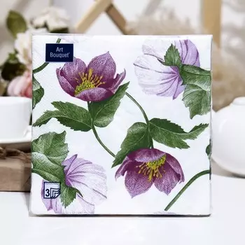 Салфетки бумажные Art Bouquet "Декоративный цветок", 3 слоя,33x33, 20 листов