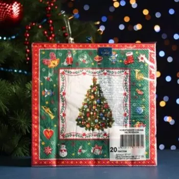 Салфетки бумажные "Art Bouquet" Новогодняя сказка на зеленом, 3 слоя,33x33, 20 листов