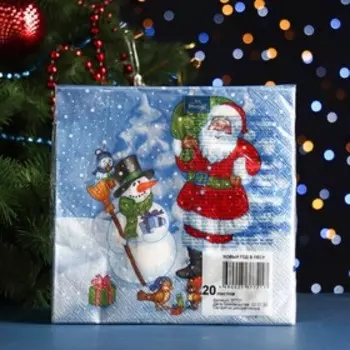 Салфетки бумажные "Art Bouquet" Новый год в лесу, 3 слоя,33x33, 20 листов