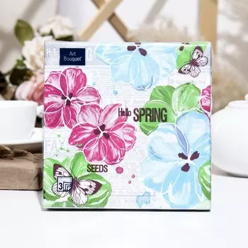 Салфетки бумажные Art Bouquet "Привет Весна 2"с красным, 3 слоя,33x33, 20 листов