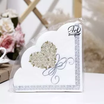 Салфетки бумажные Art Bouquet Rondo"Сердце для любимой", d32, 3 слоя, 12 листов