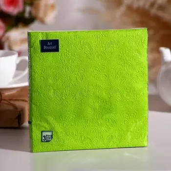 Салфетки бумажные Art Bouquet Светло-зеленый Барокко, 33х33, 3 слоя, 16 листов