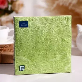 Салфетки бумажные Art Bouquet Светло-зеленый с перламутром Барокко, 33х33, 3 слоя, 16 листов
