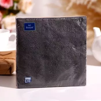 Салфетки бумажные Art Bouquet Темно-серый Барокко, 33х33, 3 слоя, 16 листов