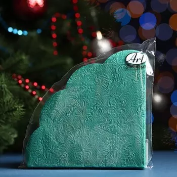 Салфетки бумажные "Art Bouquet" Темно-зеленый Барокко, 3 слоя, 12 листов