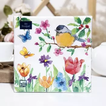 Салфетки бумажные Art Bouquet "Весенняя фантазия", 3 слоя,33x33, 20 листов