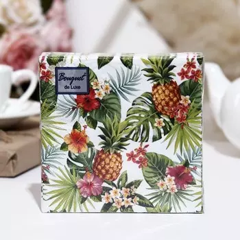 Салфетки бумажные Bouquet de Luxe "Тропики", 3 слоя,24x24, 25 листов