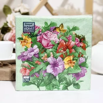 Салфетки бумажные Bouquet Home Collection, Праздничный букет, 3 слоя,33x33, 20 листов