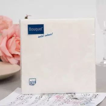 Салфетки бумажные Bouquet Solid Colour белые, 3 слоя, 20 листов,
