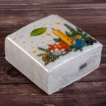 Салфетки новогодние бумажные Гармония цвета «Свеча», 24х24 см, 50 шт