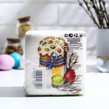 Пасхальные салфетки бумажные Гармония цвета «Пасхальный кулич», 1 слой, 24х24 см, 100 шт