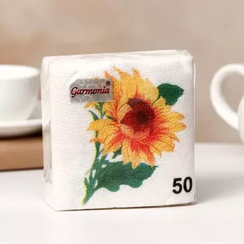 Салфетки бумажные Гармония цвета Подсолнух, 50 листов