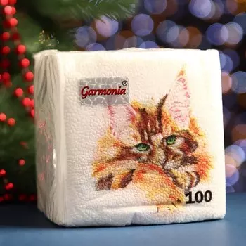 Салфетки бумажные Гармония цвета «Символ года», 24 х 24 см, 100 листов