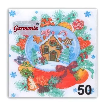 Новогодние салфетки бумажные «Снежный шар» 1 слой, 2424 см, 50 шт.