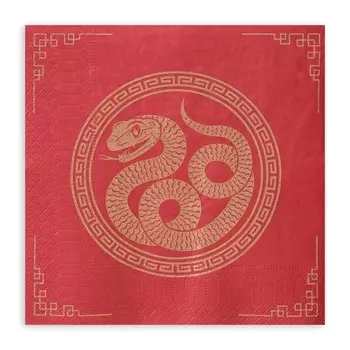 Новогодние салфетки бумажные GrandPero Deluxe «Золотая кобра», 3 слоя, 33х33 см, 20 шт