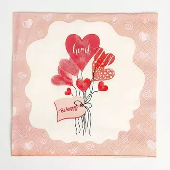 Салфетки бумажные Gratias «Букет сердец», 3 слоя, 33 × 33 см, 20 шт