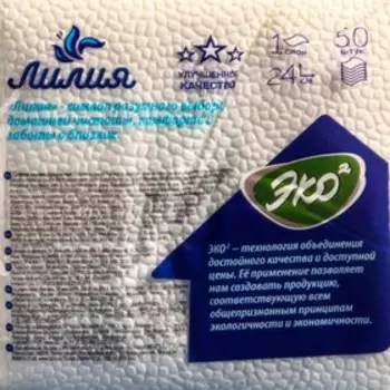 Салфетки бумажные Лилия 24х24 с рисунком "Шалун"1сл 50л.