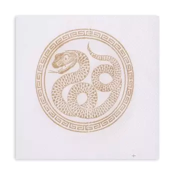 Новогодние салфетки бумажные Лилия «Золотая кобра», 1 слой, 24х24 см, 50 шт