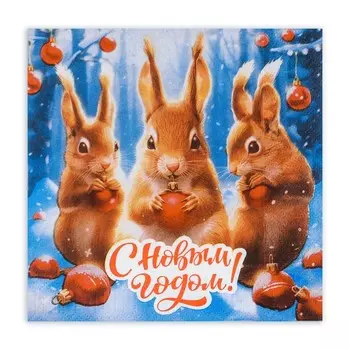 Салфетки бумажные Мой выбор «Новогодние Белочки» 3 слоя, 33х33 см, 20 шт