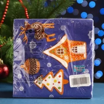 Салфетки бумажные New Line Fresco «Новогодие пряники», 33х33 см, 3 слоя