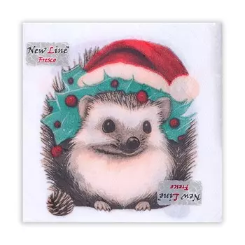 Новогодние салфетки бумажные «Новогодний ёжик» 2 слоя, 3333 см, 20 шт.