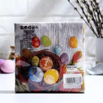Пасхальные салфетки бумажные New Line Fresco «Яйца, Тюльпаны», 2 слоя, 33х33 см, 20 шт