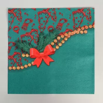 Салфетки новогодние бумажные «Бантик» 3333 см, набор 20 шт