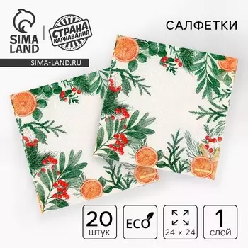 Салфетки бумажные «Новогодний аромат», однослойные, 2424 см, 20 шт.