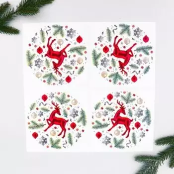 Салфетки новогодние бумажные «Олень», 3333 см, набор 20 шт