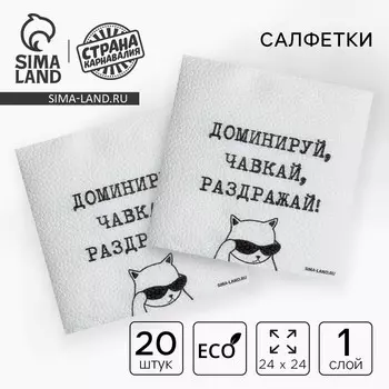 Салфетки бумажные однослойные «Доминируй, чавкай, раздражай», 2424 см, набор 20 шт.