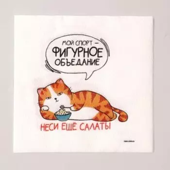 Салфетки бумажные однослойные «Котяра», 33 х 33 см, набор 20 штук