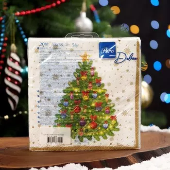 Салфетки бумажные Pero Deluxe «Новогоднее чудо», 3 слоя, 33х33, 20 шт.