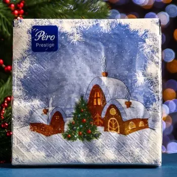 Салфетки бумажные Перышко Prestige 33х33 "Новогодняя ночь " 3сл 20л.