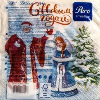 Салфетки бумажные Pero Prestige «С новым годом», 3 слоя, 33х33, 20 шт.