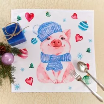 Салфетки «Поздравляю, хрю» , размер 40x40 см, 2 шт