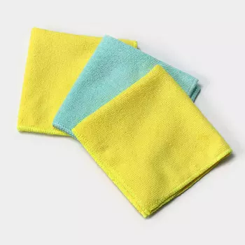 Салфетки универсальные Доляна, 220 г/м, 3 шт, 3030 см, микрофибра, с оверлоком, МИКС