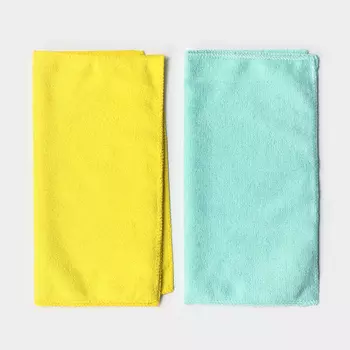 Салфетки универсальные Доляна, 220 г/м, 5 шт, 3030 см, микрофибра, с оверлоком, МИКС