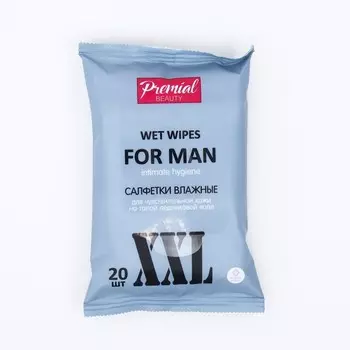Салфетки влажные Premial, для интимной гигиены, мужские, 20 шт