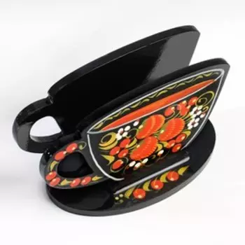 Салфетница "Чашка" хохлома 12х12 см